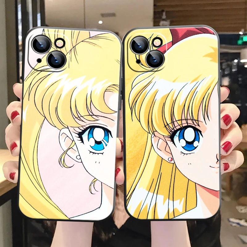 Sailor Moon-funda de teléfono de Anime para iPhone, Carcasa protectora con lente de soldado bonito, para 11, 12, 13 Pro, 13, 12 Mini, 6, 6S, 7, 8 Plus, X, XR, XS MAX
