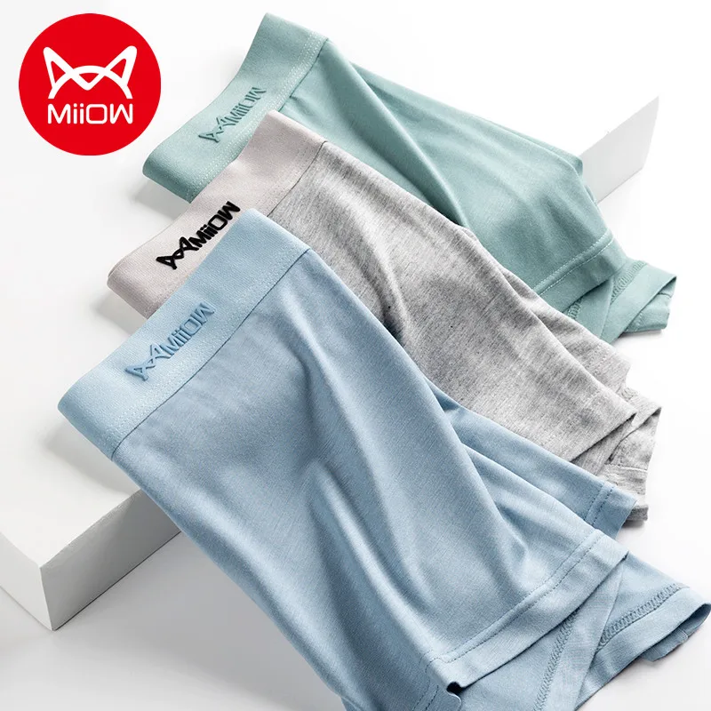 

MiiOW 3pcs Modal Men Underwear Boxer Shorts AAA Graphene Antibacterial Men's Panties Seamless Thin Breather Male Underpants 5XL