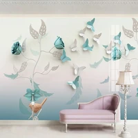 custom mural wallpaper light luxury 3d stereo beautiful butterfly flower living room background wall mural papel de parede sala