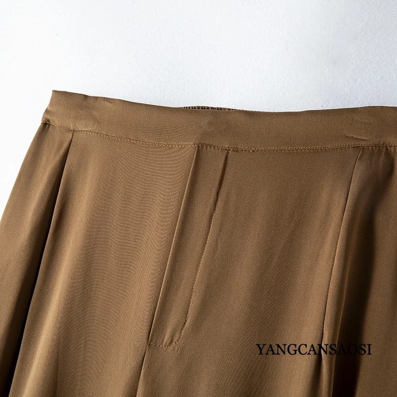 Женские модные весенние прямые брюки из 2024 натурального шелка тутового