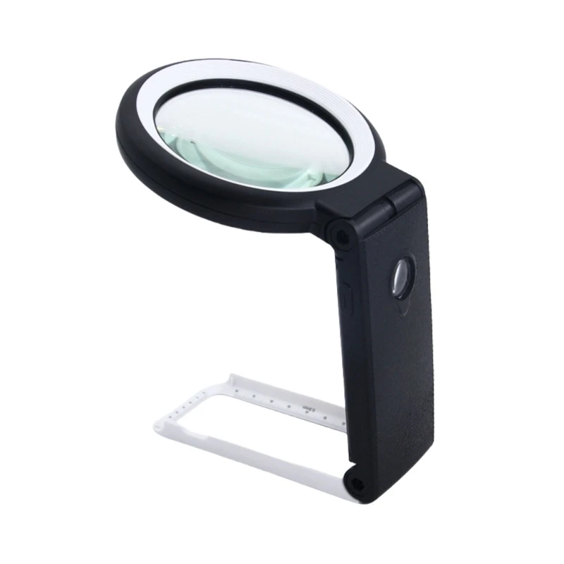 Увеличительное стекло с большой линзой и подсветкой 18 светодиодов портативное
