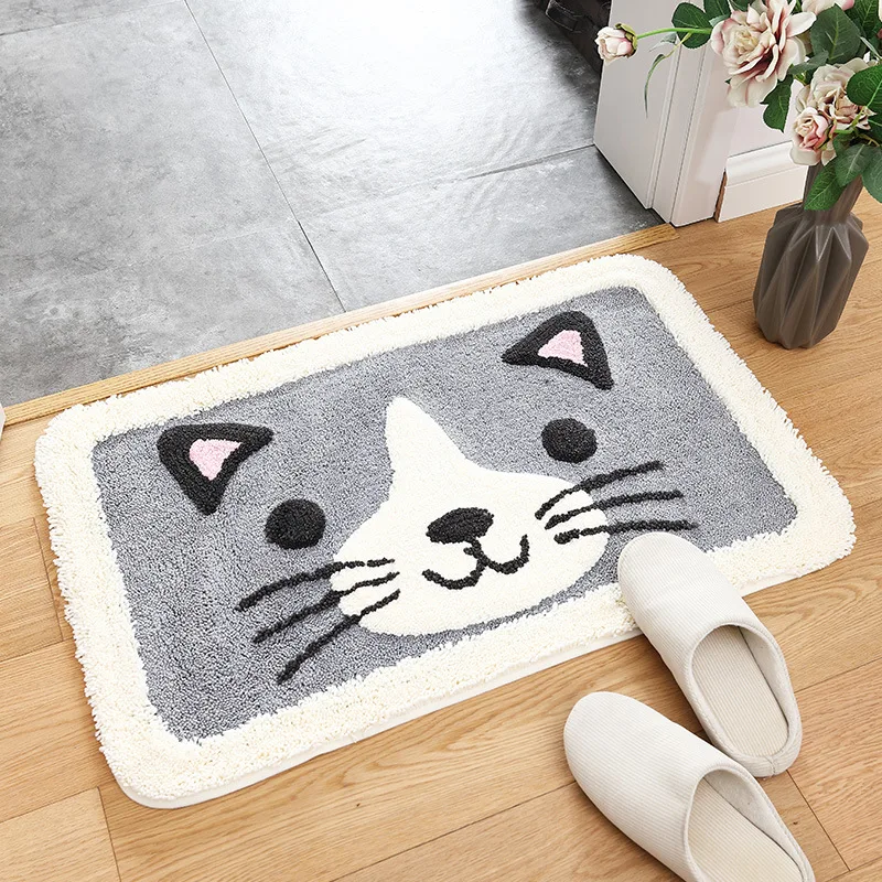 

Входной коврик для ванной, нескользящий коврик для ванной с мультяшным котом, Впитывающий Коврик для входной двери, нескользящий коврик для...