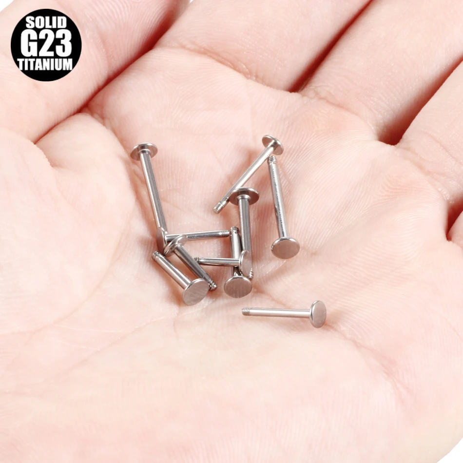 10Pcs/lot Titanium Labret Bar Parts Screw Thread Head 16G Labret Post Barbells Only For Lip Piercing Earring Stud Body Jewelry