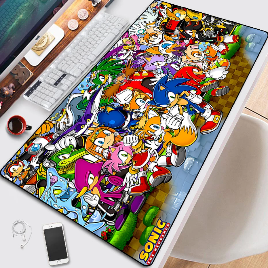 

Sonic Mousepad Anime Kawaii HD Printing Computer Locking Lock Edge Keyboard Mat PC Desk Pad Large Mouse Pad Gaming Accessories