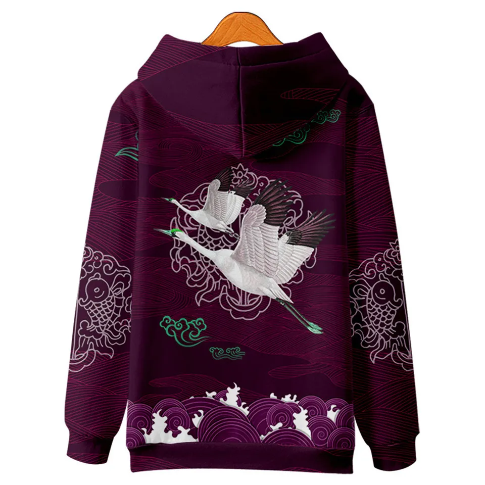 Толстовка с 3D принтом журавля мужские толстовки женские осенние свободные топы