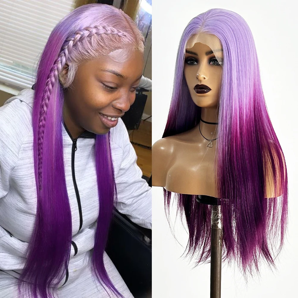 Парик AIMEYA с эффектом омбре Длинные Синтетические волосы спереди из натурального