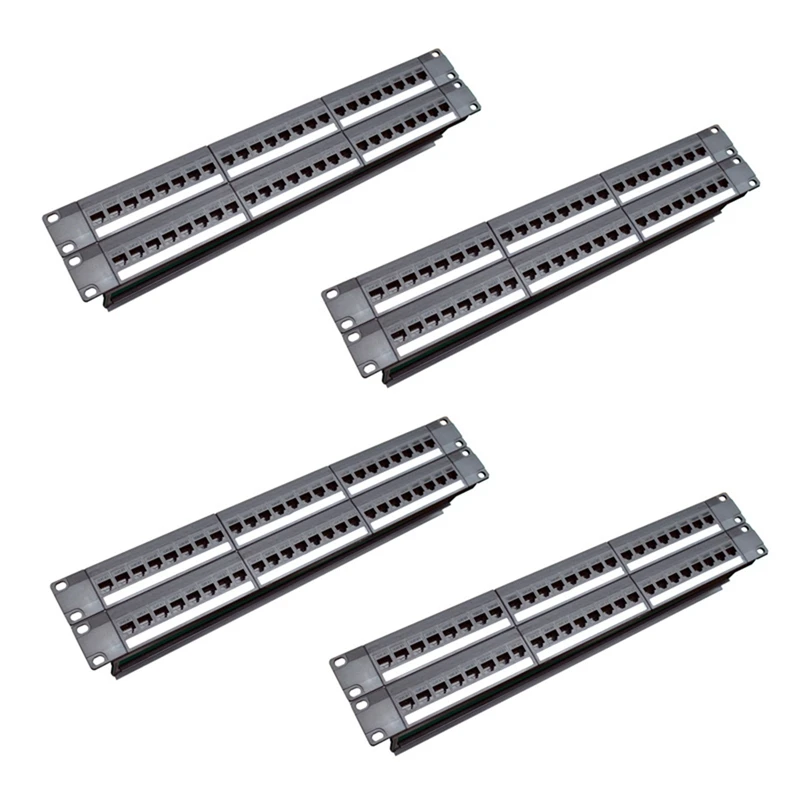 

4X 19Inch 1U Cabinet Rack Pass-Through 24 Port CAT6 Patch Panel RJ45 Contact Port (RJ45 Contact Port) Modular Frame