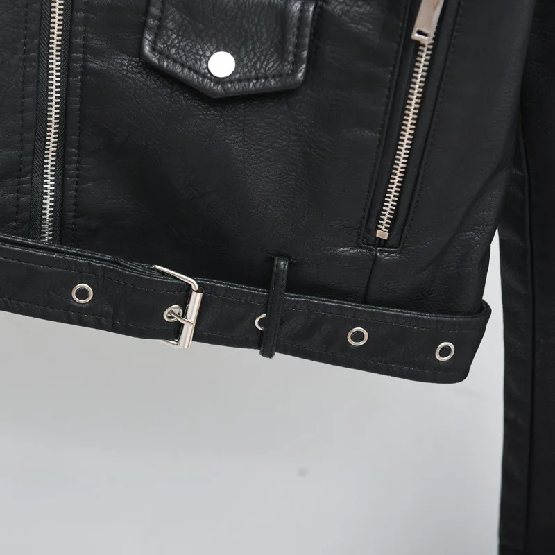 Women's leather jacket 2023 spring and autumn new short motorcycle suit small leather coat women's