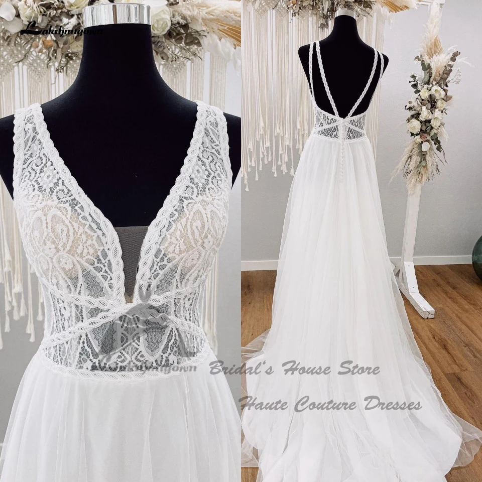 

Винтажное кружевное свадебное платье-Русалка с V-образным вырезом и бисером