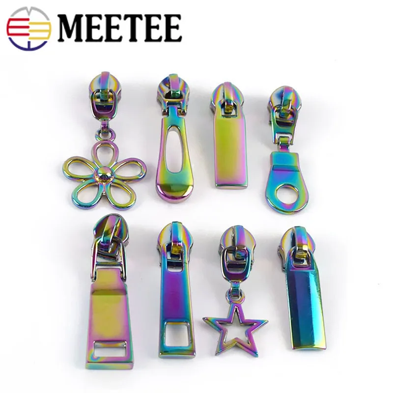 

10Pcs Decorative Zipper Puller Rainbow Slider for 5# Nylon Zippers Bag Clothes Zip Pull Head Sewing Closures Repair Accessories