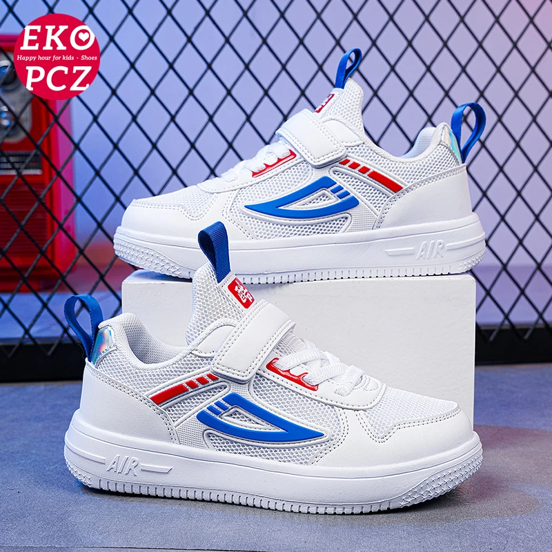 

Кроссовки EKOPCZ Детские сетчатые, спортивные беговые туфли для мальчиков и девочек, белые, весна-лето