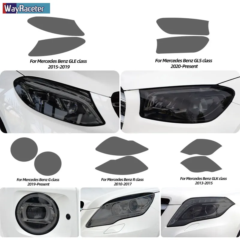 2 Pcs Smoked Black TPU Sticker Car Headlight Protective Film For Mercedes Benz W222 W223 W166 C292 W167 W464 X166 X204 X167 W447 |