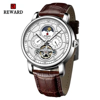 reward 2022 new automatic mechanical watches for men tourbillon sport wrist watch luminous genuine leather waterproof wristwatch