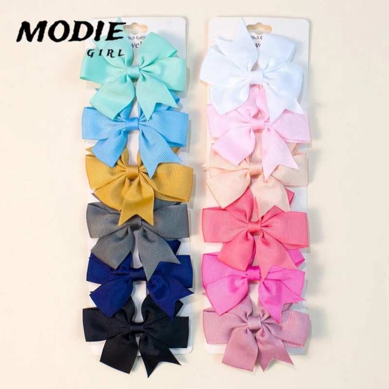 

MODIE GIRL 12PCS/set New Fashion Children'S Bow Hair Clip Women Baby Cute Popular Hair Accessories Headdress 1590