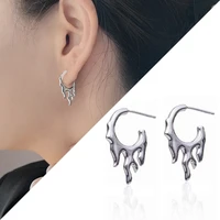 1pairs cool shiny silver color dragon totem flame metal drop earrings animal mirror dangle earrings fashion unisex jewelry