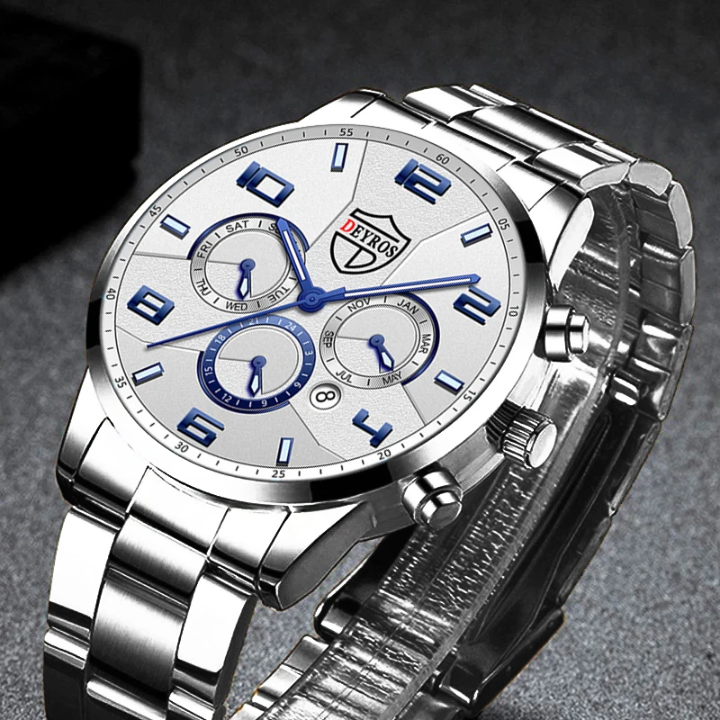 

reloj hombre 2021 Fashion Mens Sports Watches Luxury Men Business Stainless Steel Quartz Watch Luminous Clock relogio masculino