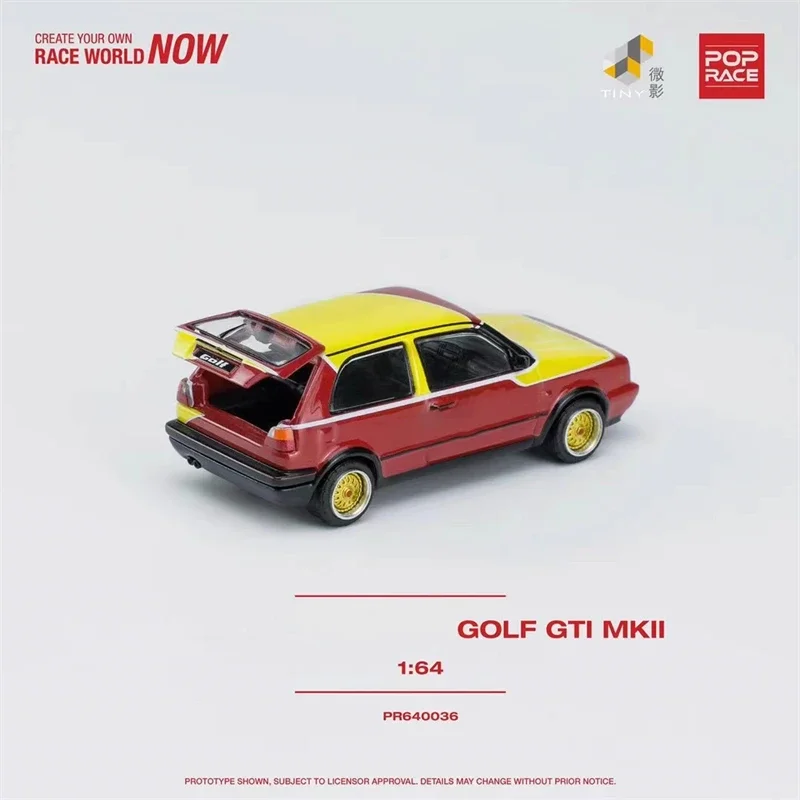 Литая под давлением модель автомобиля PopRace 1:64 Golf GTI MKIl YellowRed