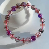 top natural purple super 7 red lepidocrocite quartz bracelet 9 1mm woman men colorful rutilated quartz round beads aaaaaaa
