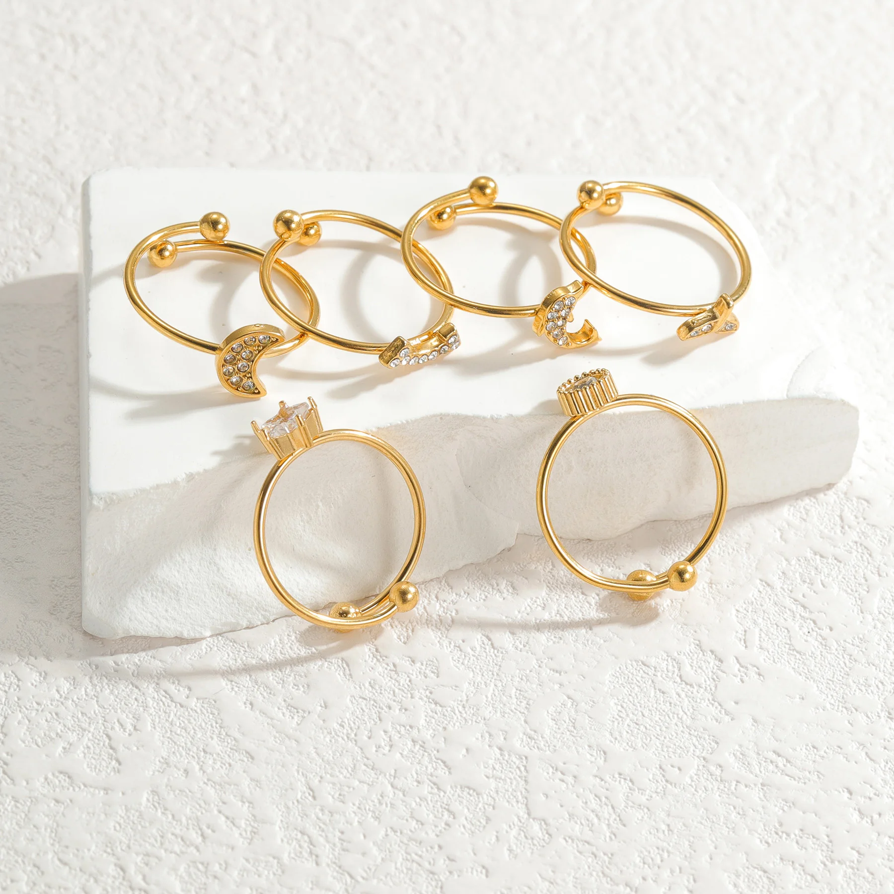 Akizoom простые открытые кольца с камнями в нескольких стилях для женщин модные