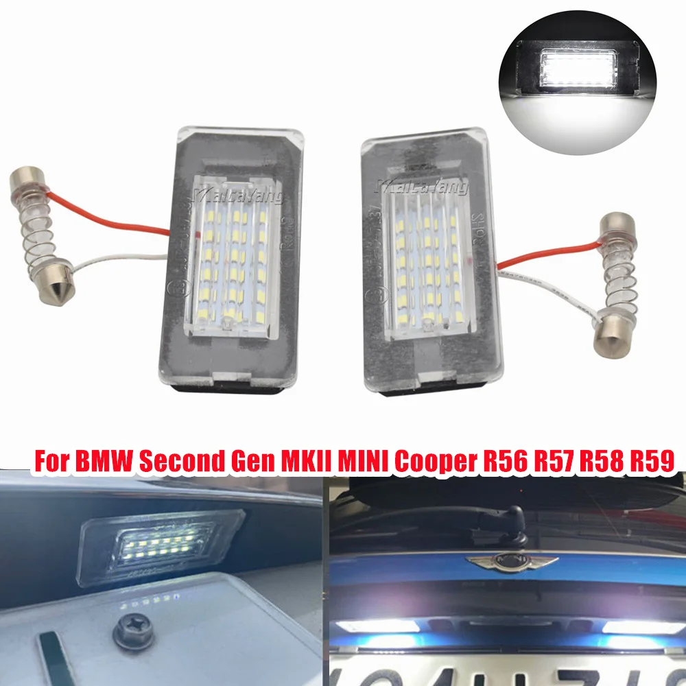 

1Pair For BMW Mini Cooper R56 R57 R58 R59 OEM#: 51132756227 Canbus White LED License Number Plate Light Lamp Car Accessories