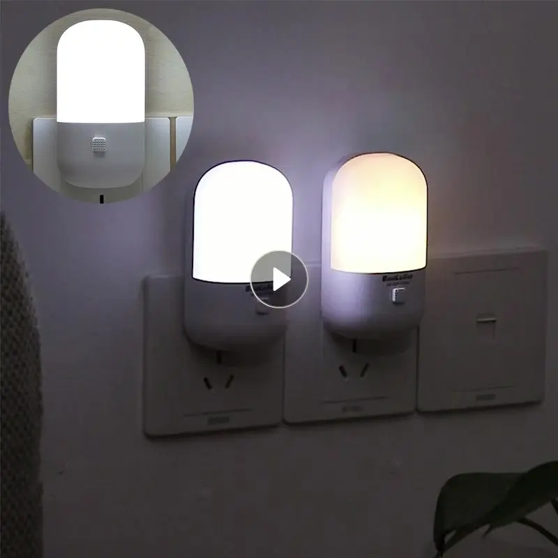

Automatic LED Night Light Wall Plug In Dusk To Dawn Sensor Light Bedside Lamp Warm White US/EU Plug Two-color Energy Saving 3W