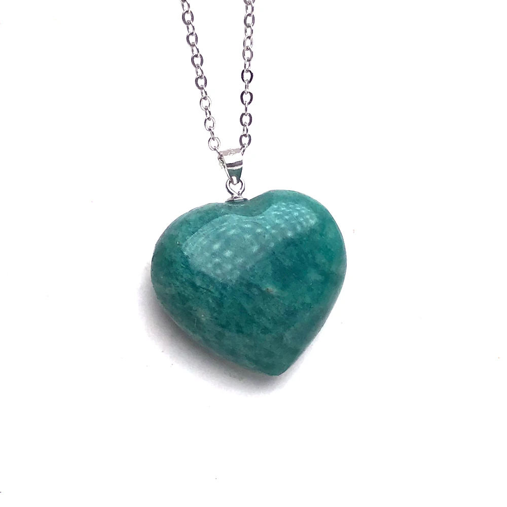 Подвеска в виде сердца из 100% натурального амазонита серебро 925 пробы женский