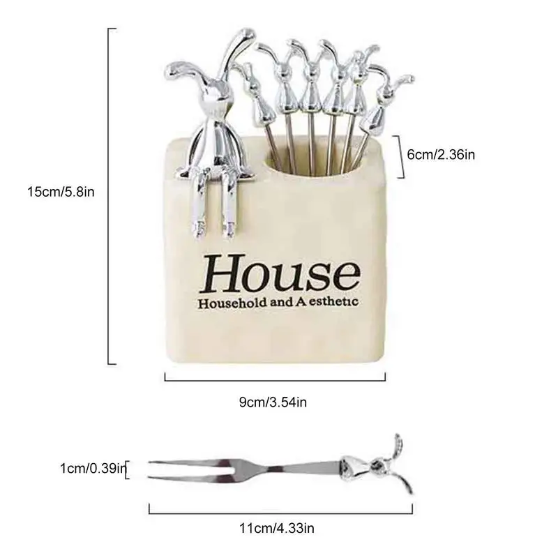 Металлический набор вилок для десерта 6 шт. вилка фруктов в форме животного из