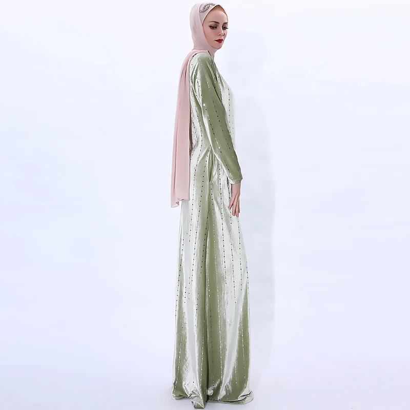 Autumn Winter Dubai Abaya Kaftan for Women Velvet Sequins Long Dress Muslim Modest Dresses Islamic Dubai Turkey Moroccan Caftan
