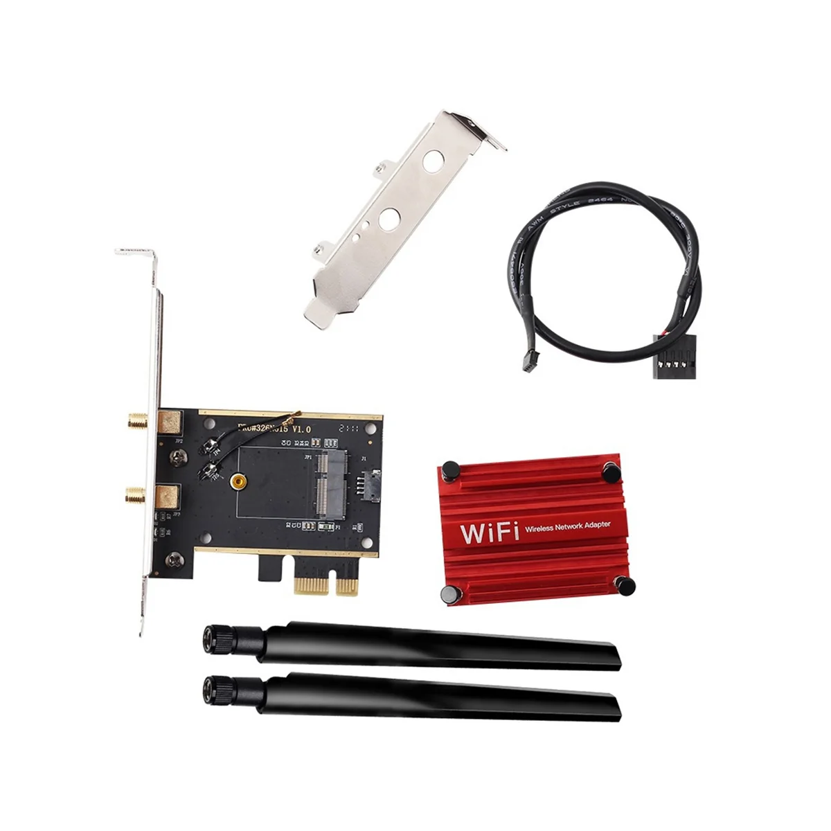 

Конвертер M.2 на PCIE Wi-Fi, беспроводной адаптер NGFF M.2, Wi-Fi Bluetooth-карта с 2 антеннами для AX210 AX200 9260