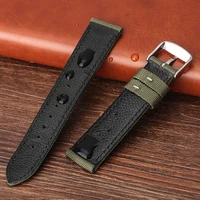 2022 new arrivals smooth green cloth leather needle buckle strap 18mm 19mm 20mm 21mm 22mm 23mm 24mm advanced replace watchband