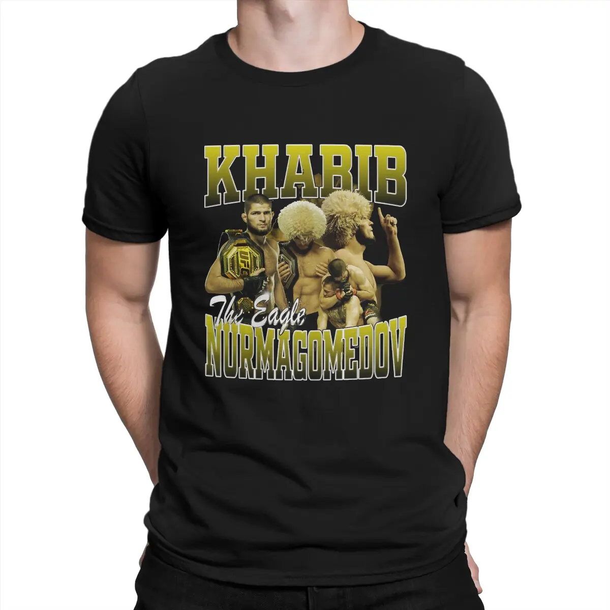 

Khabib Nurmagomedov креативная футболка для мужчин, базовая футболка с круглым вырезом, персонализированные подарки на день рождения, уличная одежда