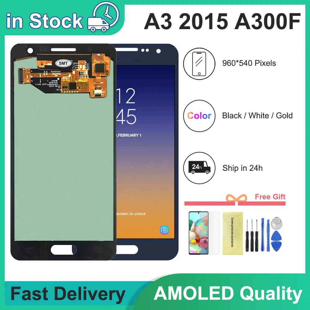 ЖК-дисплей 4,5 'Super AMOLED для SAMSUNG Galaxy A3 2015 дисплей A300 A300H A300F A300FU сенсорный экран дигитайзер Замена Бесплатные инструменты