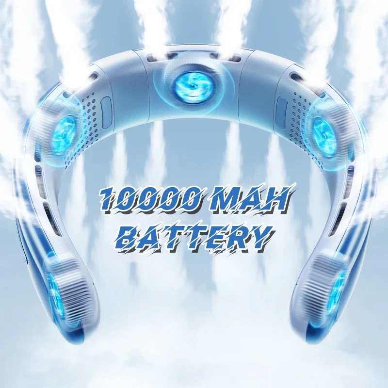 Беспроводной бесшумный шейный вентилятор, 10000 мАч, 3 скорости ...