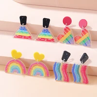 cute rainbow butterfly acrylic earrings for women sweet colorful hollow animal drop earrings gift
