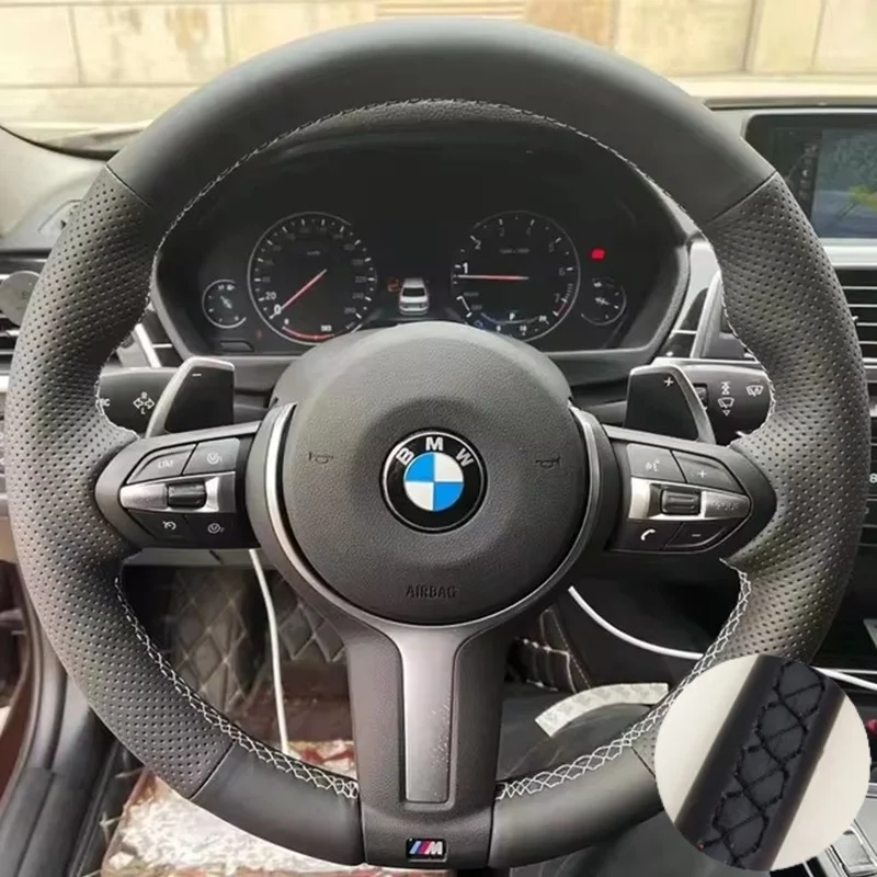 

Сшитый вручную кожаный чехол на руль из микрофибры для BMW M Sport F06 F10 F15 F16 F20 F21 F25 F30 F32gt F80 F82 X1 X3 x5