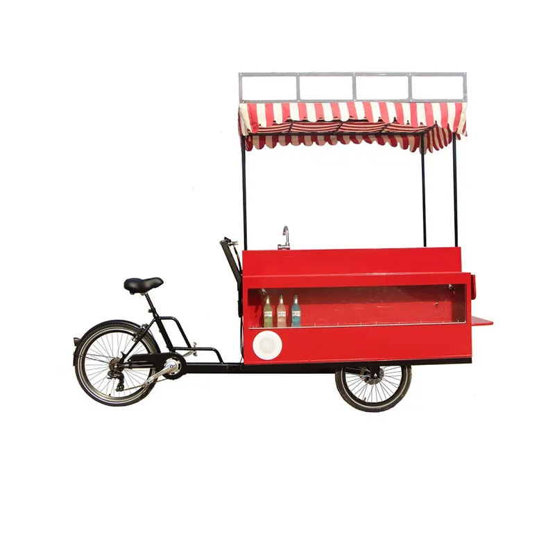 

Red Color Electric Cargo Bike Adult Tricycle Street Vending Bicycle Outdoor Beverage Drink Coffee Food Cart for Sale
