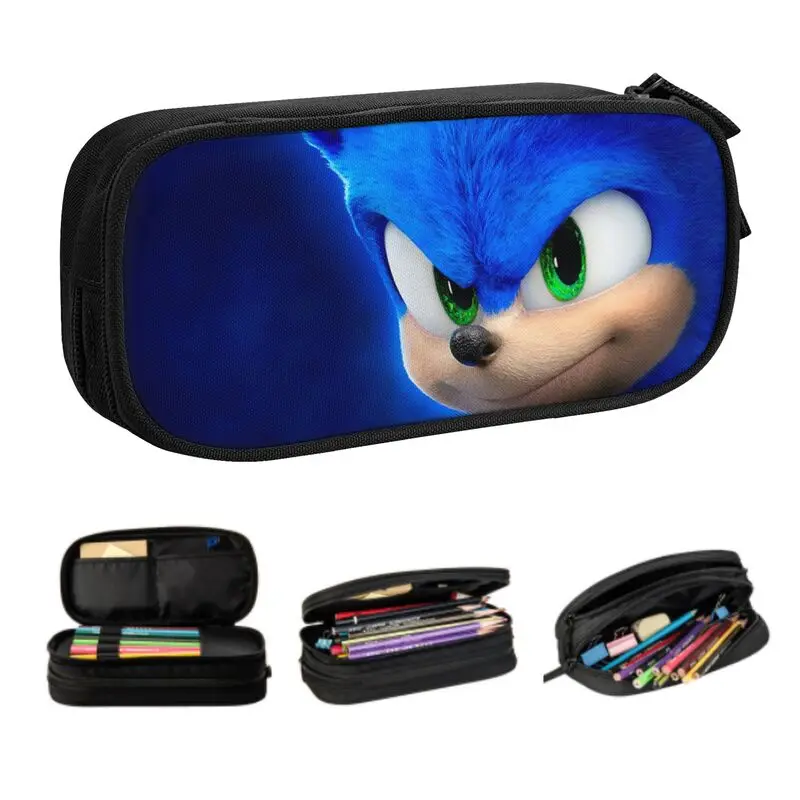 

Kawaii Cool Sonics Pencil Case for Boys Gilrs Custom Cartoon Anime Game Large Storage Pen Bag Box School Accessories