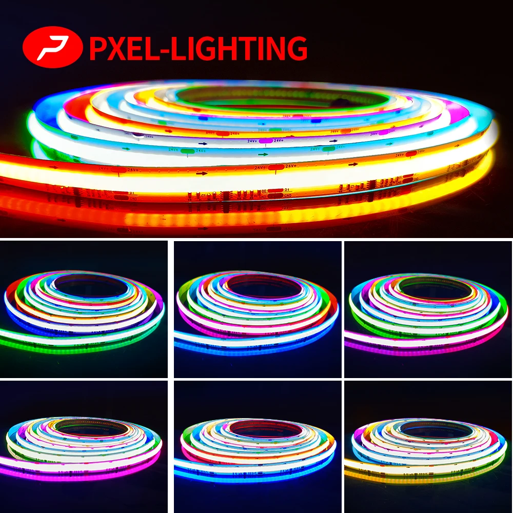 High Brightness RGB DC12V DC24V WS2811 Full Color FOB COB LED Strip Addressable Smart High Density Digital Pixel Light 720Led/m