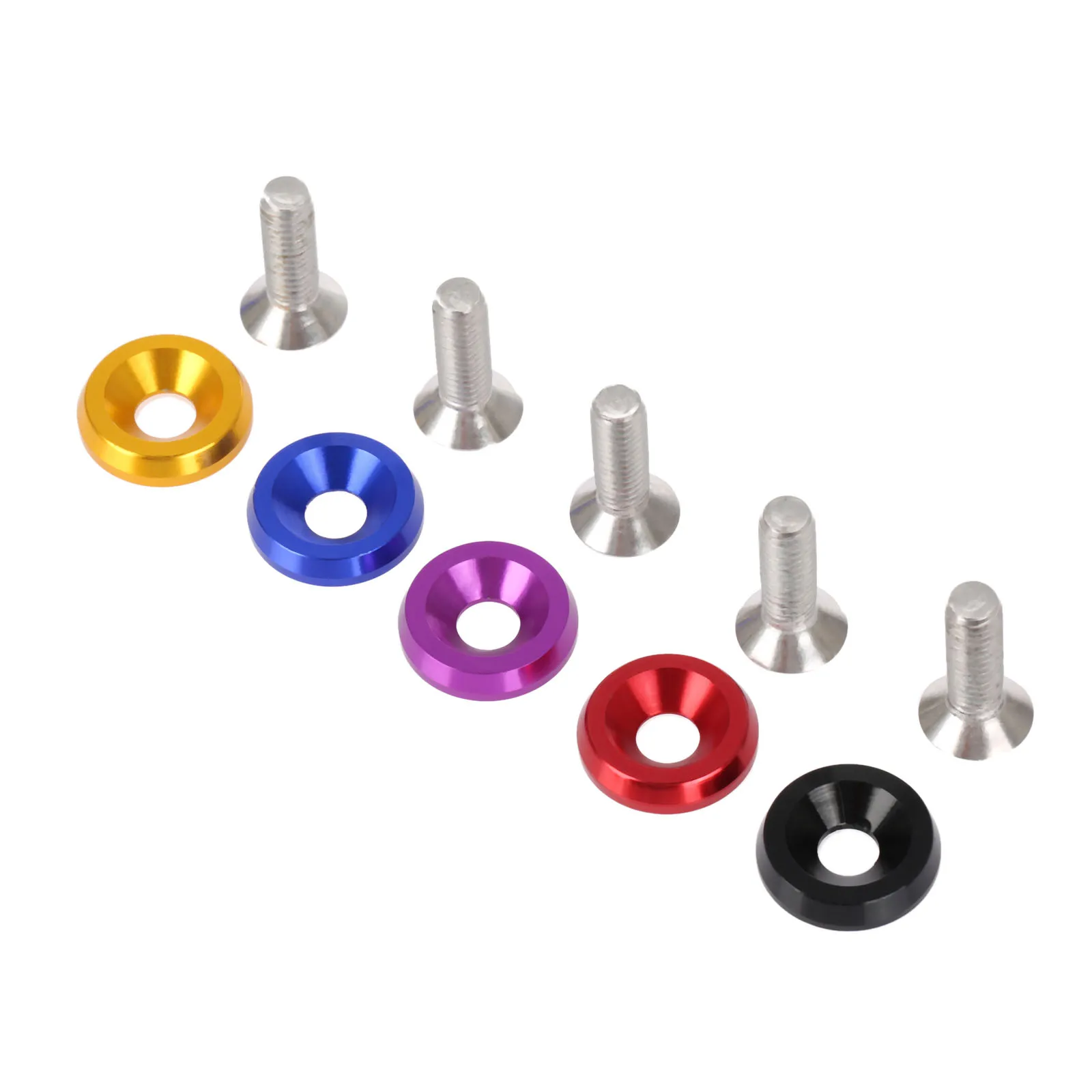 

20Pcs CNC Auto M6 Hex Fasteners Fender Washer Bumper Bolt Engine Bay Dress Up Kit for Headlights Trunk License Plate Frame