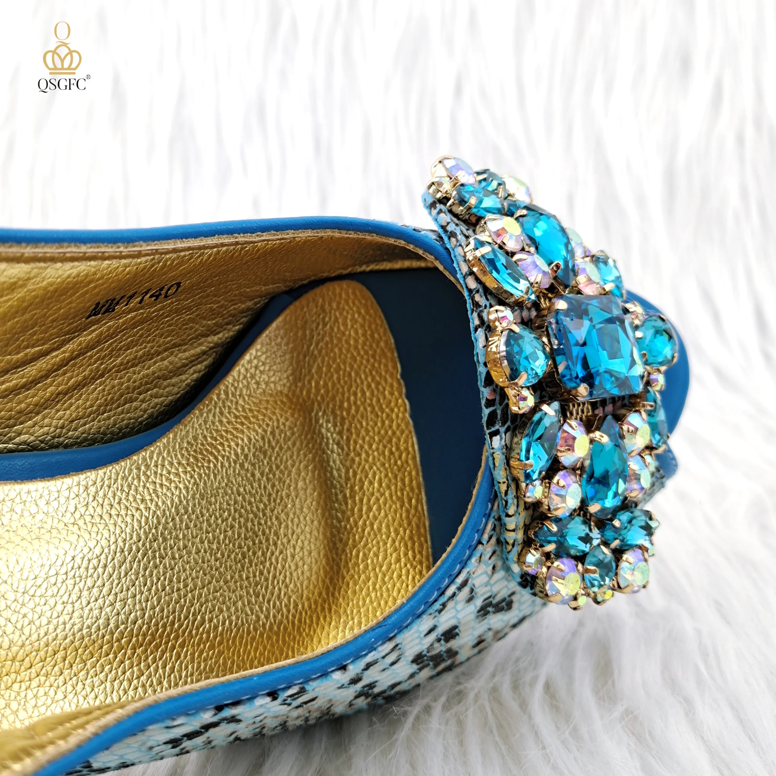 QSFGC New Arrivals Classic Design Stitching Style Shoes And Three-Dimensional Bag Big Diamond Decoration Noble Shoes With Bag