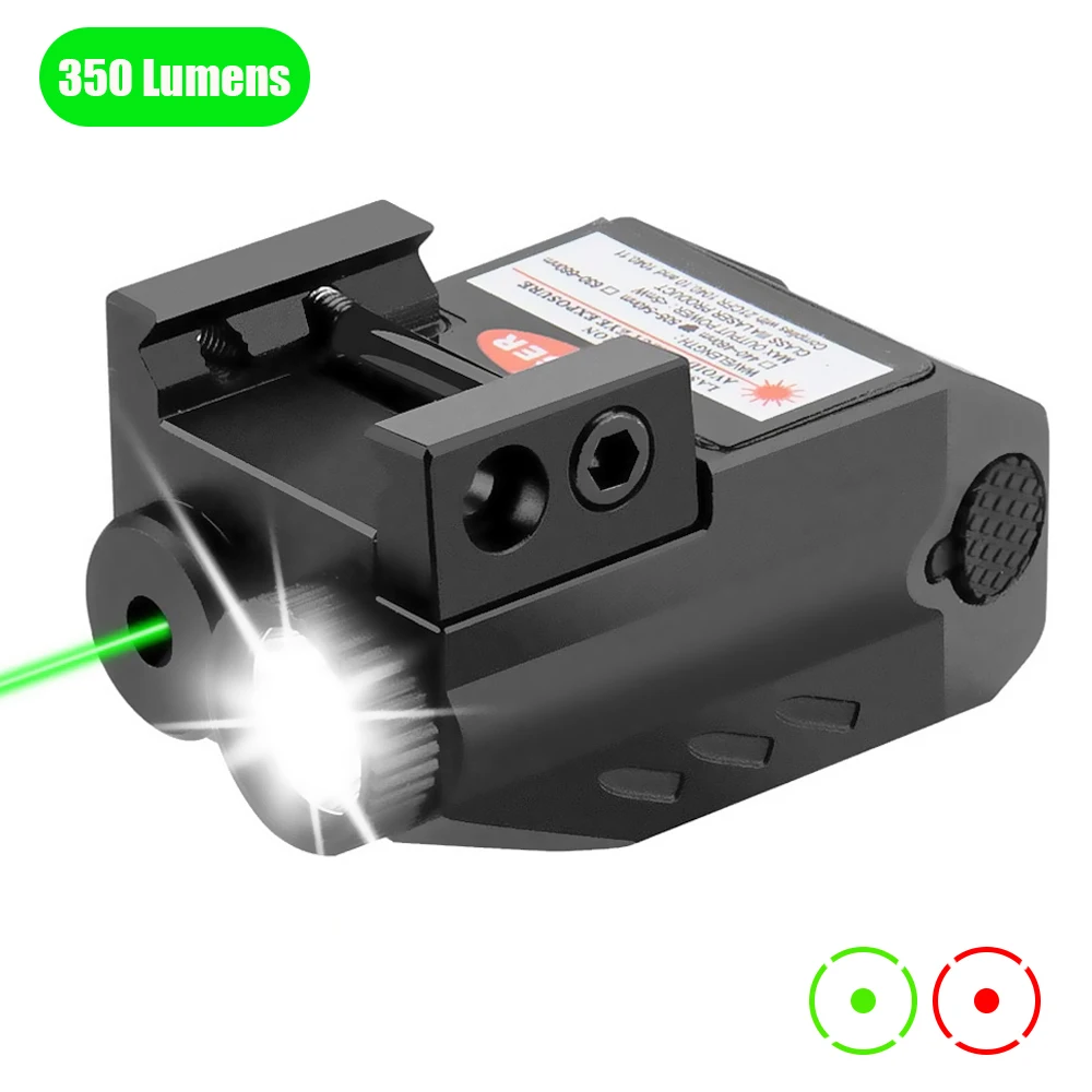 

Tactical LED Weapon Gun Light Red Laser Sight Combo 350 Lumen USB Rechargeable Pistol Compact Rail Mount