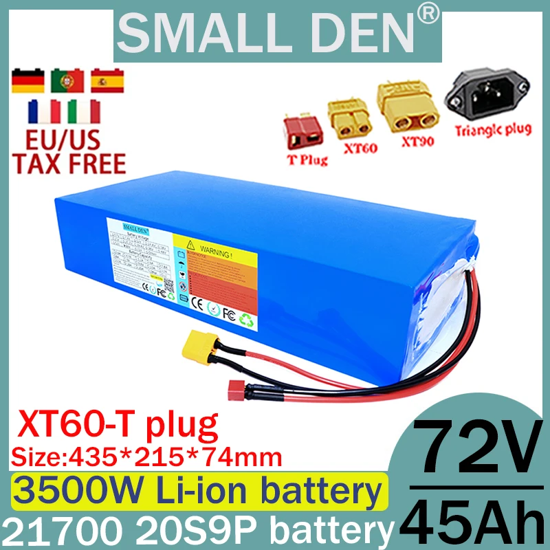 Литиевый аккумулятор 72 В 45 Ач 21700 20S9P 84 велосипедный скутер встроенная