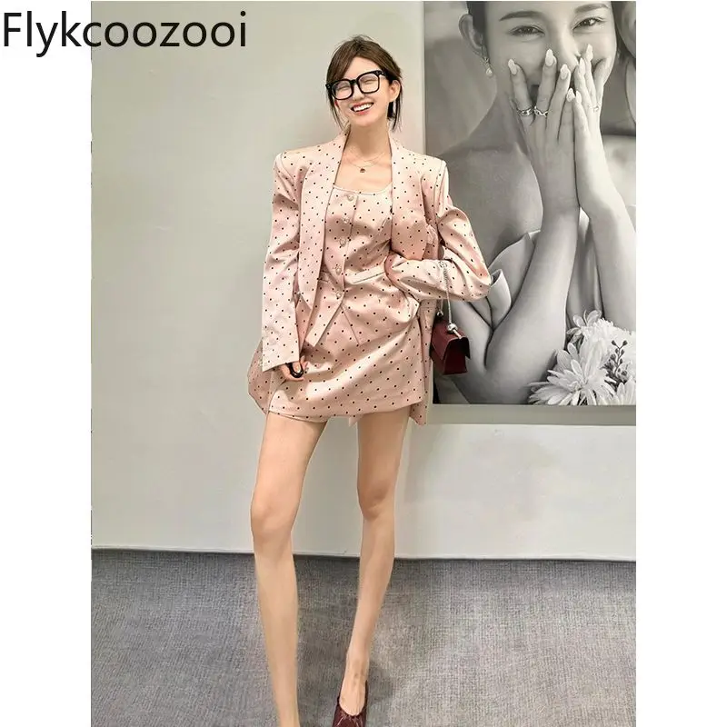 Костюм женский осенний в французском стиле темпераментный розовый пиджак