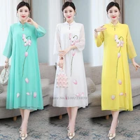 2022 lace novelty lady cheongsam elegant women qipao dress vestidso flower print party dress gown elegant cheongsam dress qipao