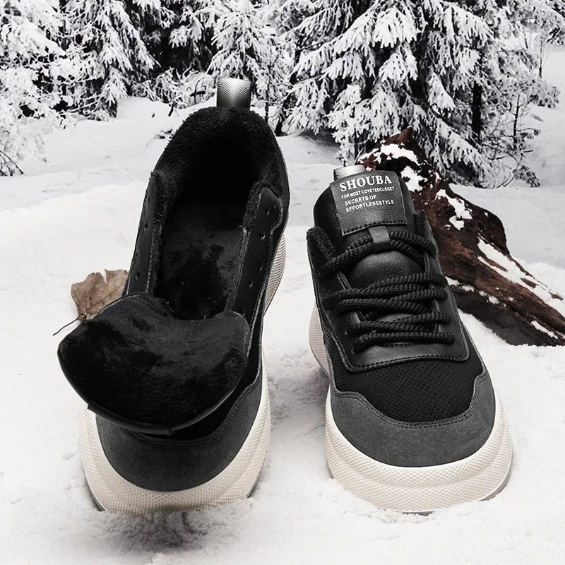 Мужская зимняя утолщенная теплая хлопковая повседневная обувь на флисовой