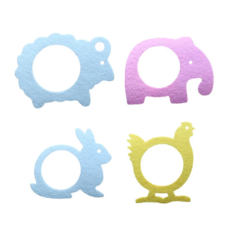 

40Pcs Easter Napkin Ring Rabbit Chick Elephant Lamb Napkin Set 2023 Easter Table Decor Happy Easter Table Buckles Holder