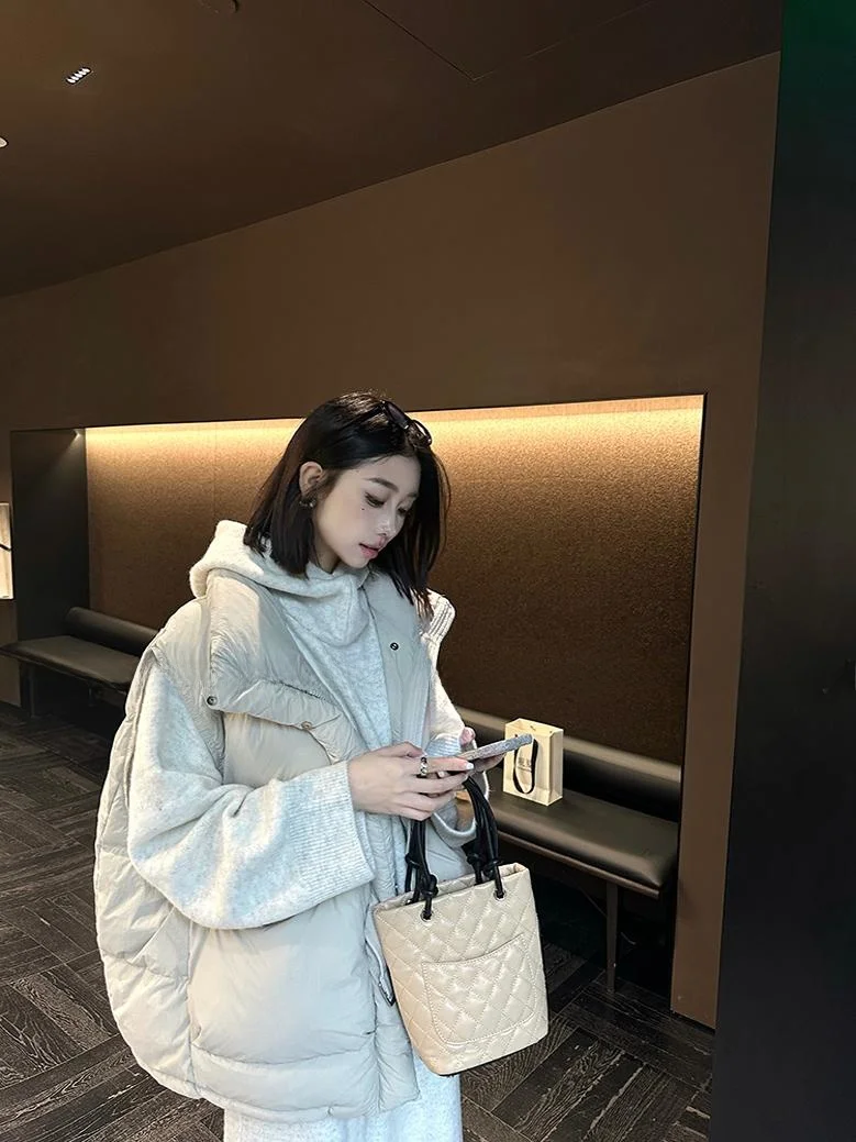 Enerqe New National Standard 90 White Duck Down Down jacket Women Winter Buckle Thickened Windproof Warm Vest Outerwear