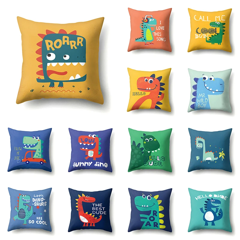 Симпатичный чехол для подушки динозавра детская наволочка из полиэстера дивана