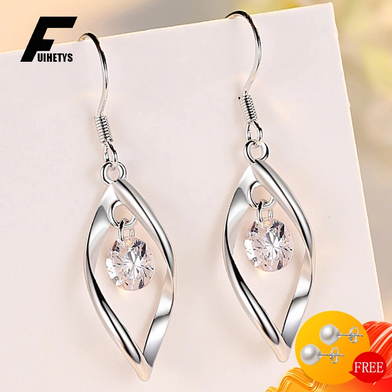 

Fashion Drop Earrings 925 Silver Jewelry with Zircon Gemstone Trendy Earrings for Women Wedding Engagement Party Gift Ornaments