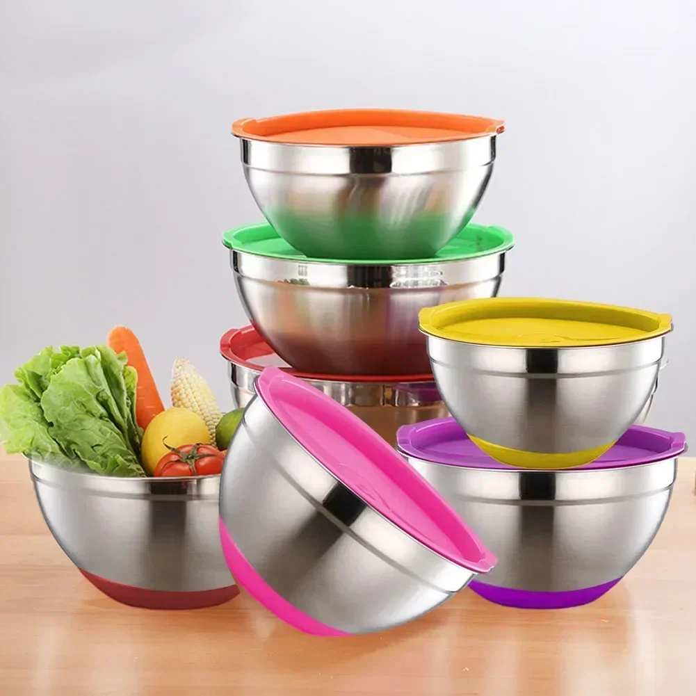 Салатница из нержавеющей стали с силиконовой крышкой 1 шт.